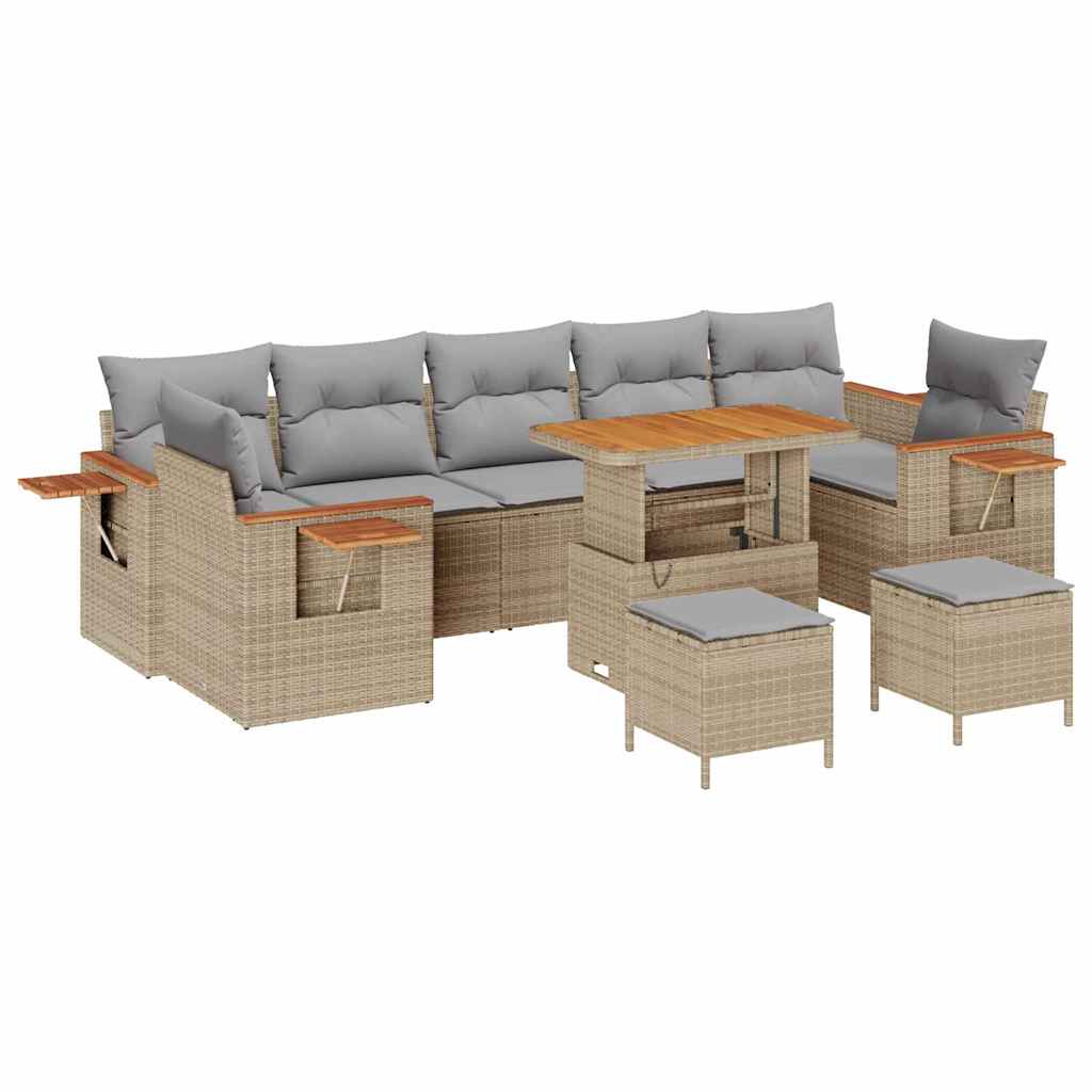 Tuinbankenset met kussen 10 pcs Beige en Licht Grijs is nu te koop bij PeponiXL, paradijselijk wonen!