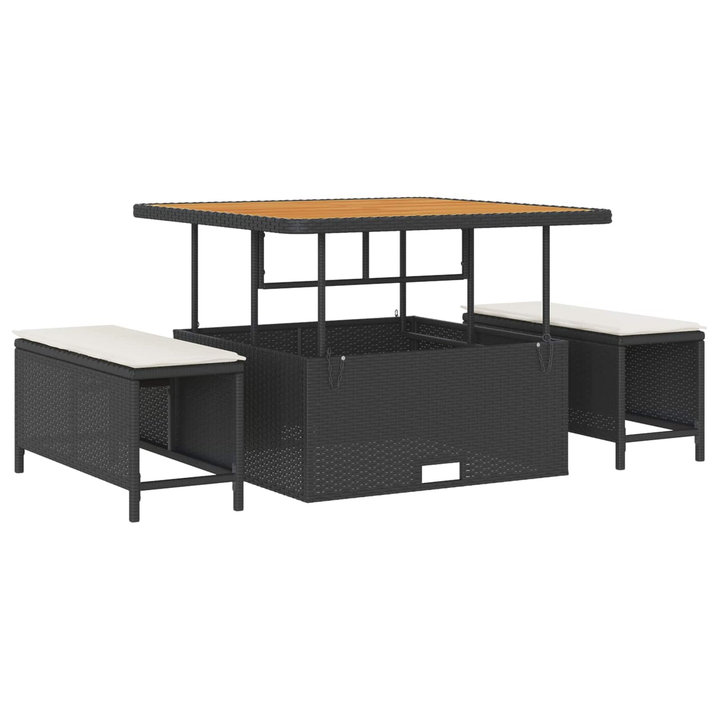 Tuinbankenset met kussen 8 pcs Zwart en Crème is nu te koop bij PeponiXL, paradijselijk wonen!