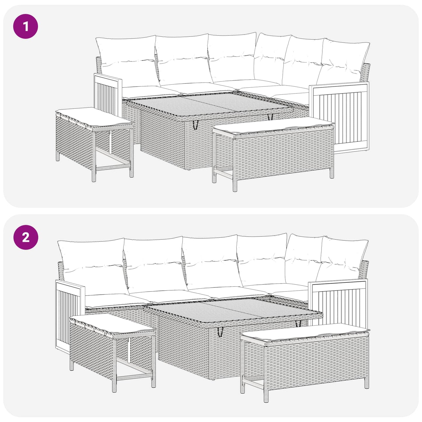 Tuinbankenset met kussen 8 pcs Zwart en Crème is nu te koop bij PeponiXL, paradijselijk wonen!