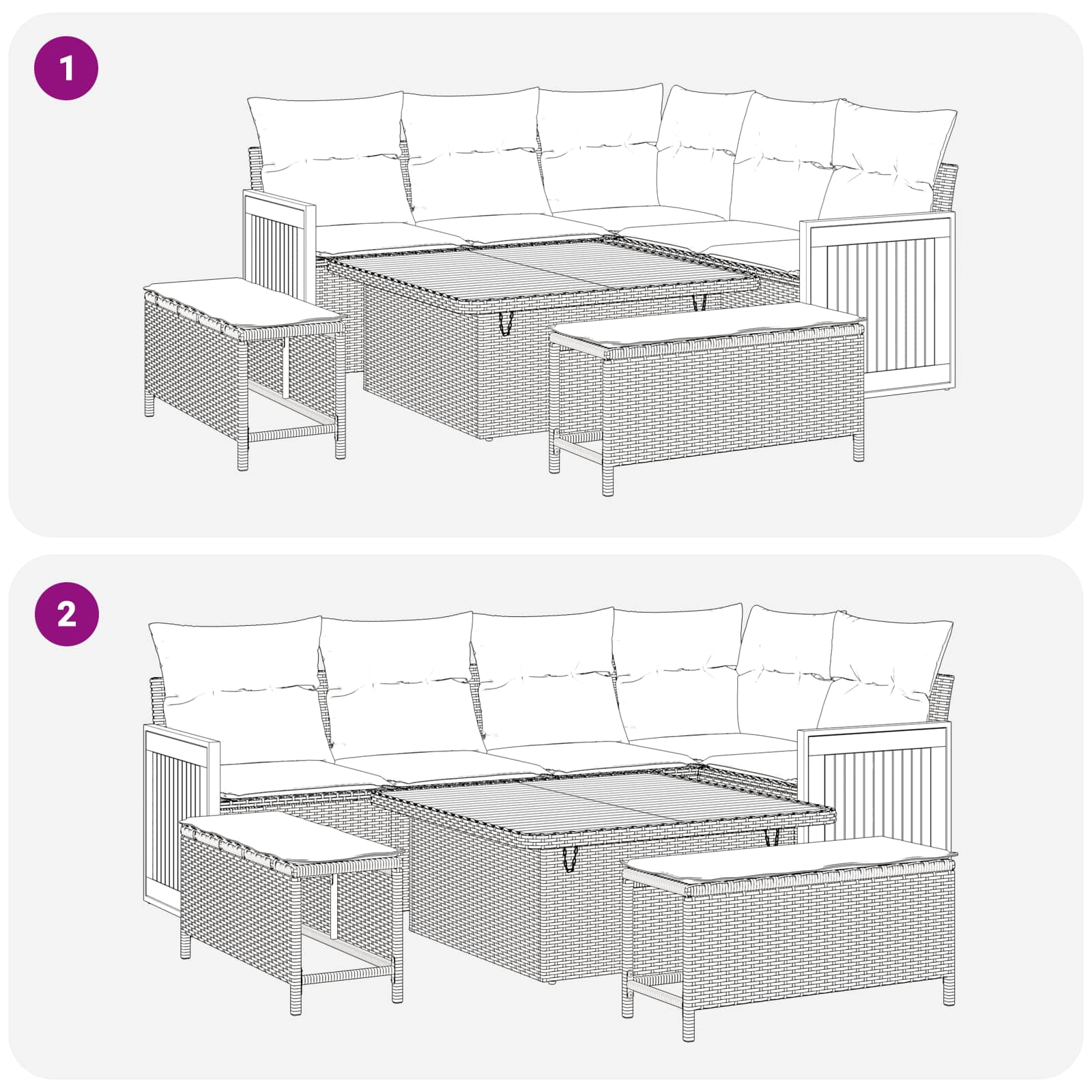Tuinbankenset met kussen 8 pcs Zwart en Crème is nu te koop bij PeponiXL, paradijselijk wonen!