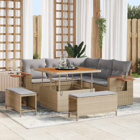 Tuinbankenset met kussen 8 pcs Beige en Licht Grijs is nu te koop bij PeponiXL, paradijselijk wonen!