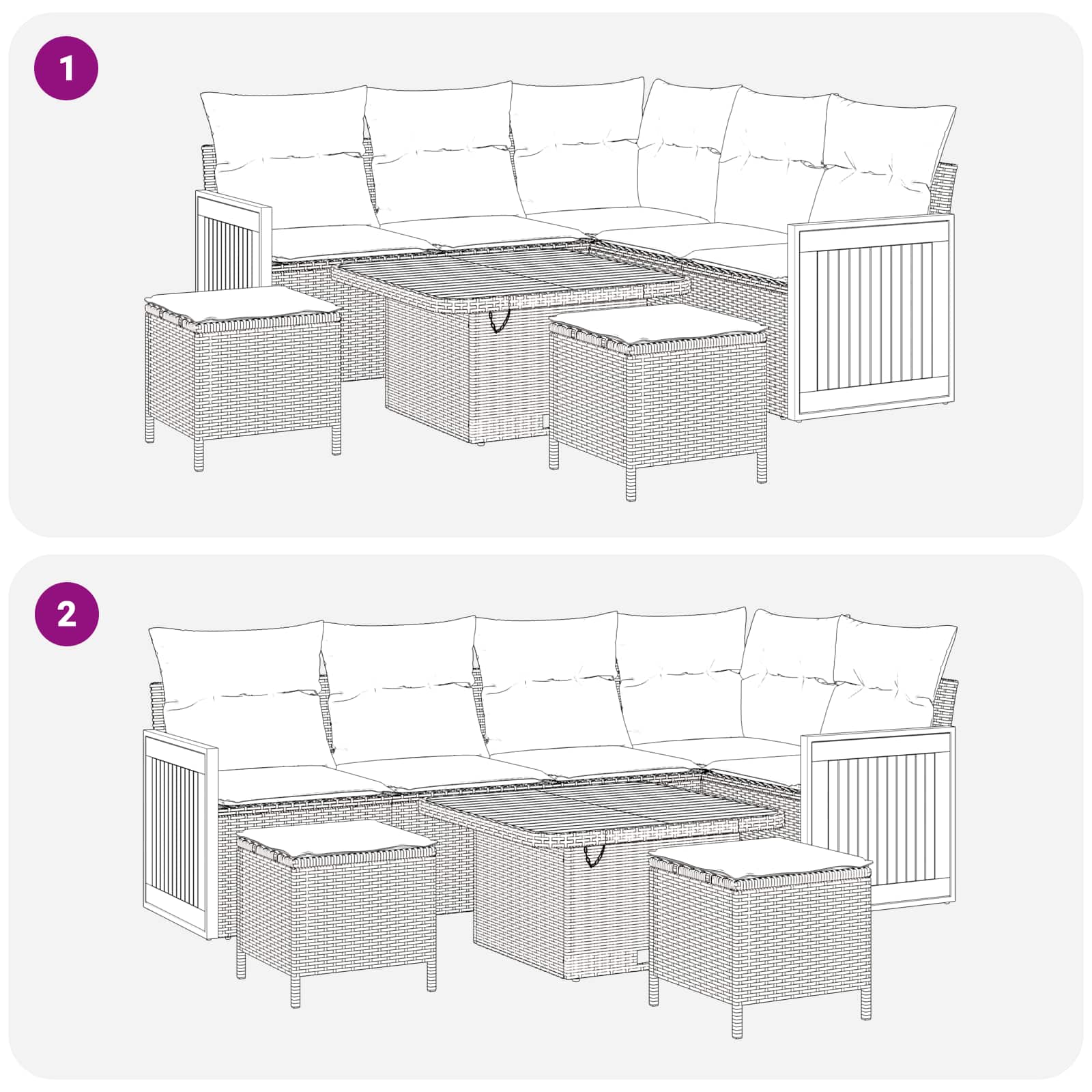 Tuinbankenset met kussen 8 pcs Zwart en Crème is nu te koop bij PeponiXL, paradijselijk wonen!