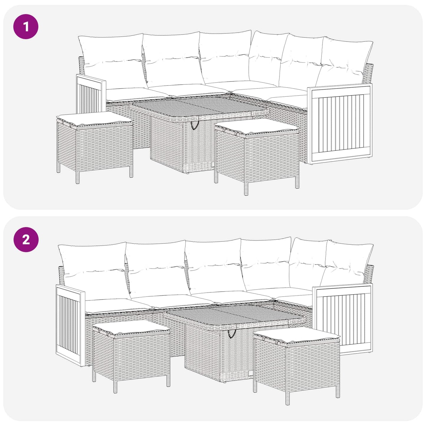 Tuinbankenset met kussen 8 pcs Beige en Licht Grijs is nu te koop bij PeponiXL, paradijselijk wonen!