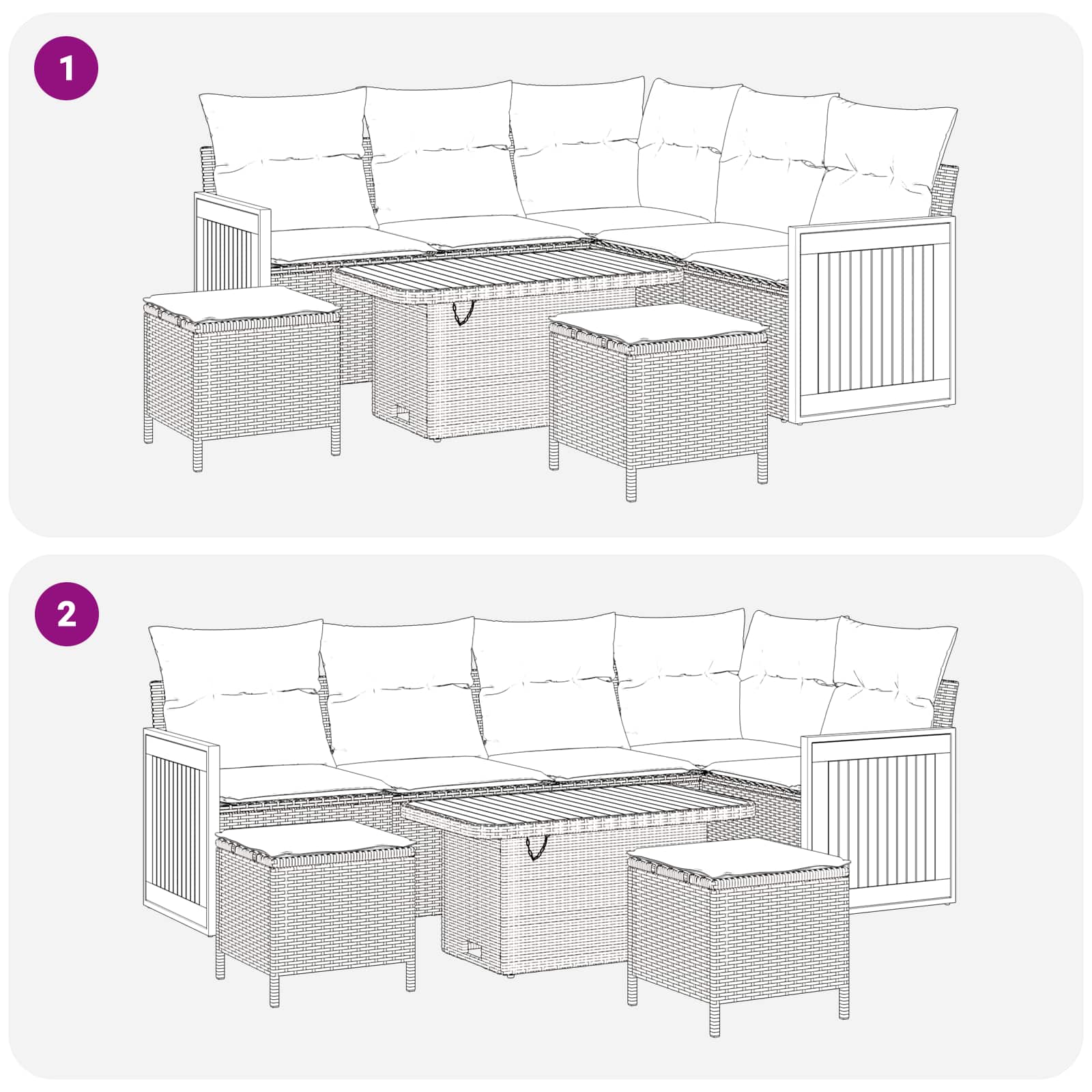 Tuinbankenset met kussen 8 pcs Zwart en Crème is nu te koop bij PeponiXL, paradijselijk wonen!