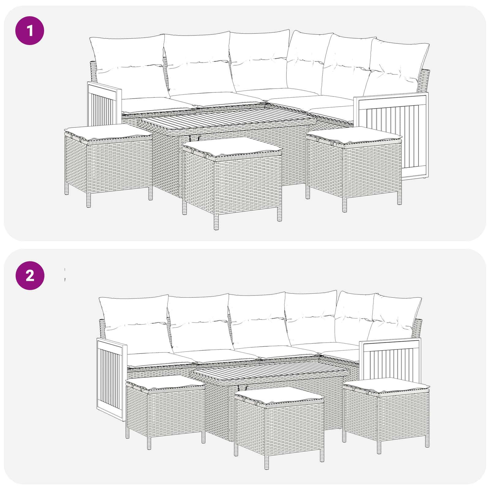 Tuinbankenset met kussen 9 pcs Zwart en Crème is nu te koop bij PeponiXL, paradijselijk wonen!