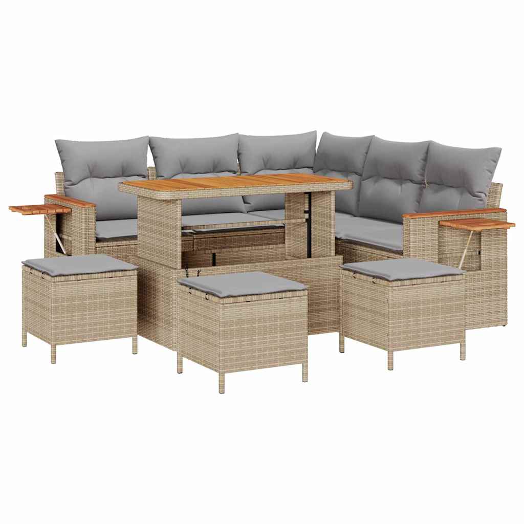 Tuinbankenset met kussen 9 pcs Beige en Licht Grijs is nu te koop bij PeponiXL, paradijselijk wonen!