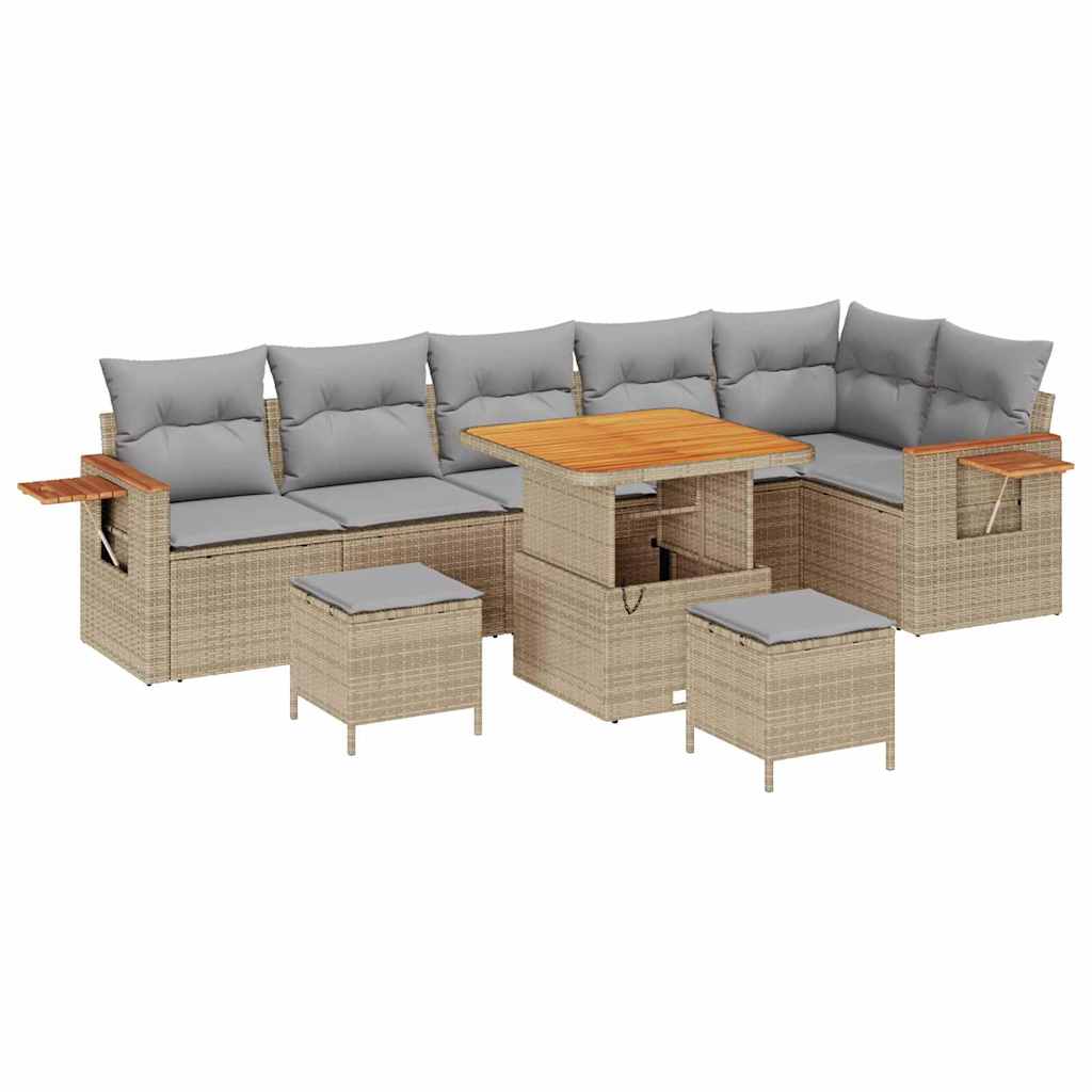 Tuinbankenset met kussen 9 pcs Beige en Licht Grijs is nu te koop bij PeponiXL, paradijselijk wonen!
