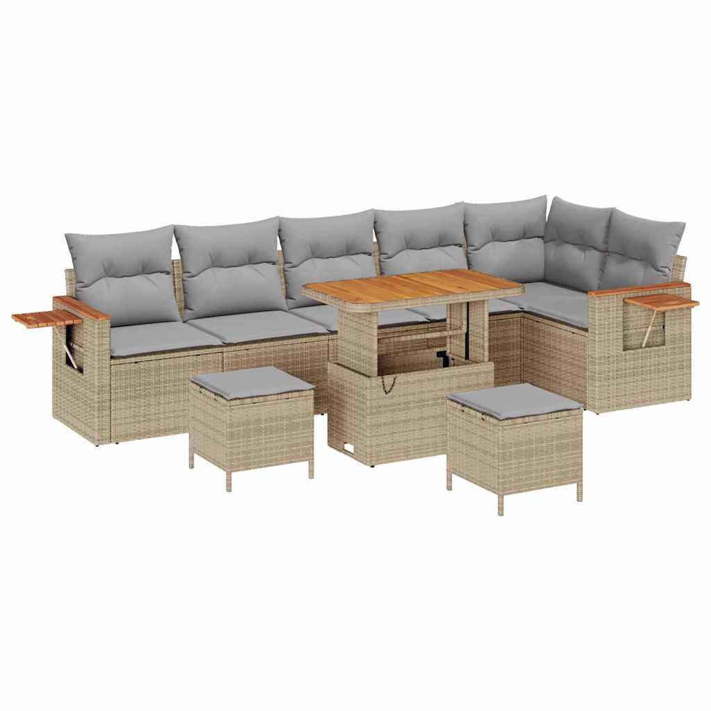 Tuinbankenset met kussen 9 pcs Beige en Licht Grijs is nu te koop bij PeponiXL, paradijselijk wonen!