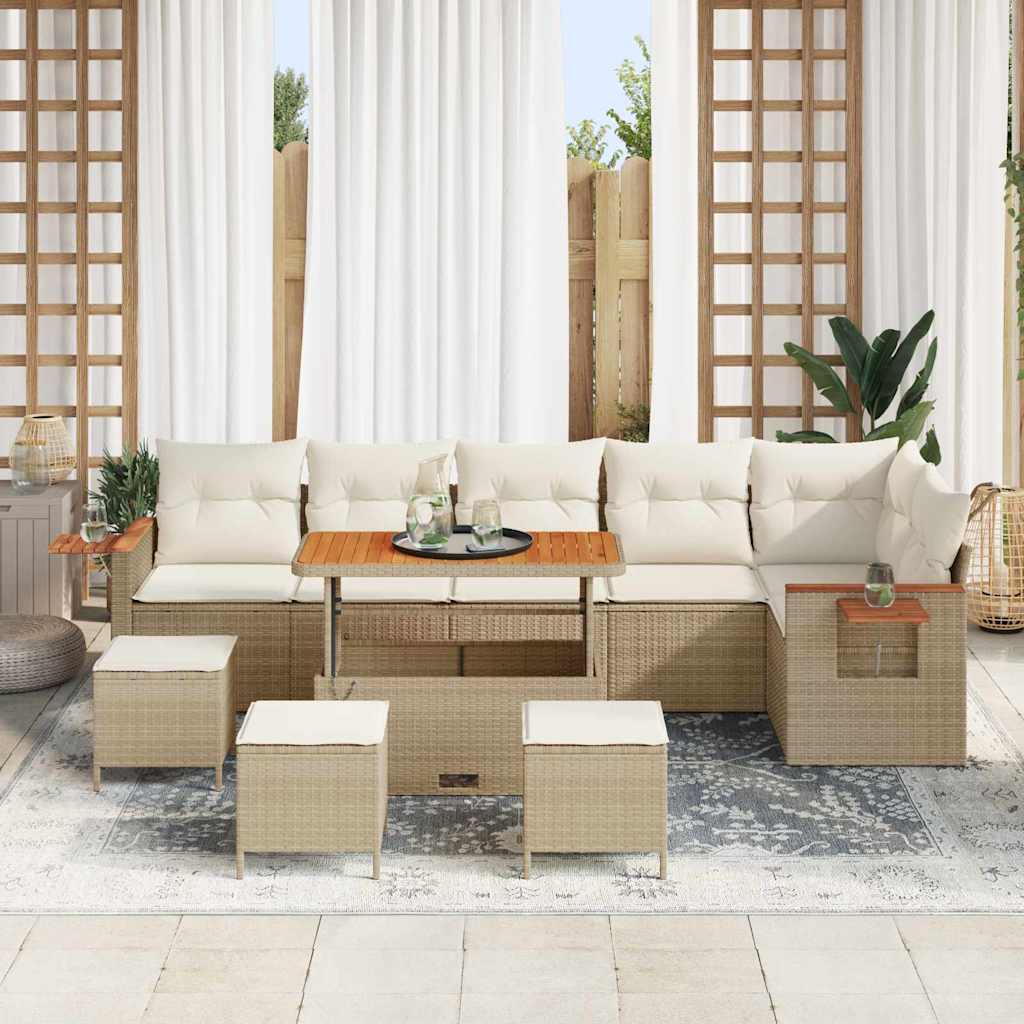 Tuinbankenset met kussen 10 pcs Beige en Crème is nu te koop bij PeponiXL, paradijselijk wonen!
