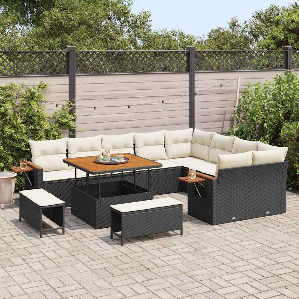 Tuinbankenset met kussen 12 pcs Zwart en Crème is nu te koop bij PeponiXL, paradijselijk wonen!
