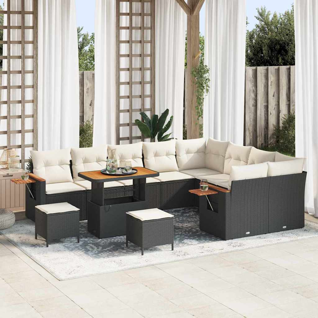 Tuinbankenset met kussen 12 pcs Zwart en Crème is nu te koop bij PeponiXL, paradijselijk wonen!