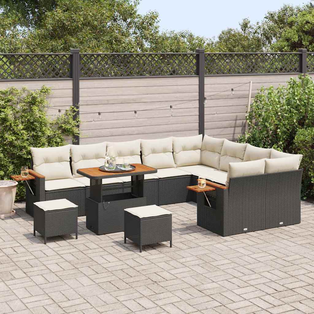 Tuinbankenset met kussen 12 pcs Zwart en Crème is nu te koop bij PeponiXL, paradijselijk wonen!