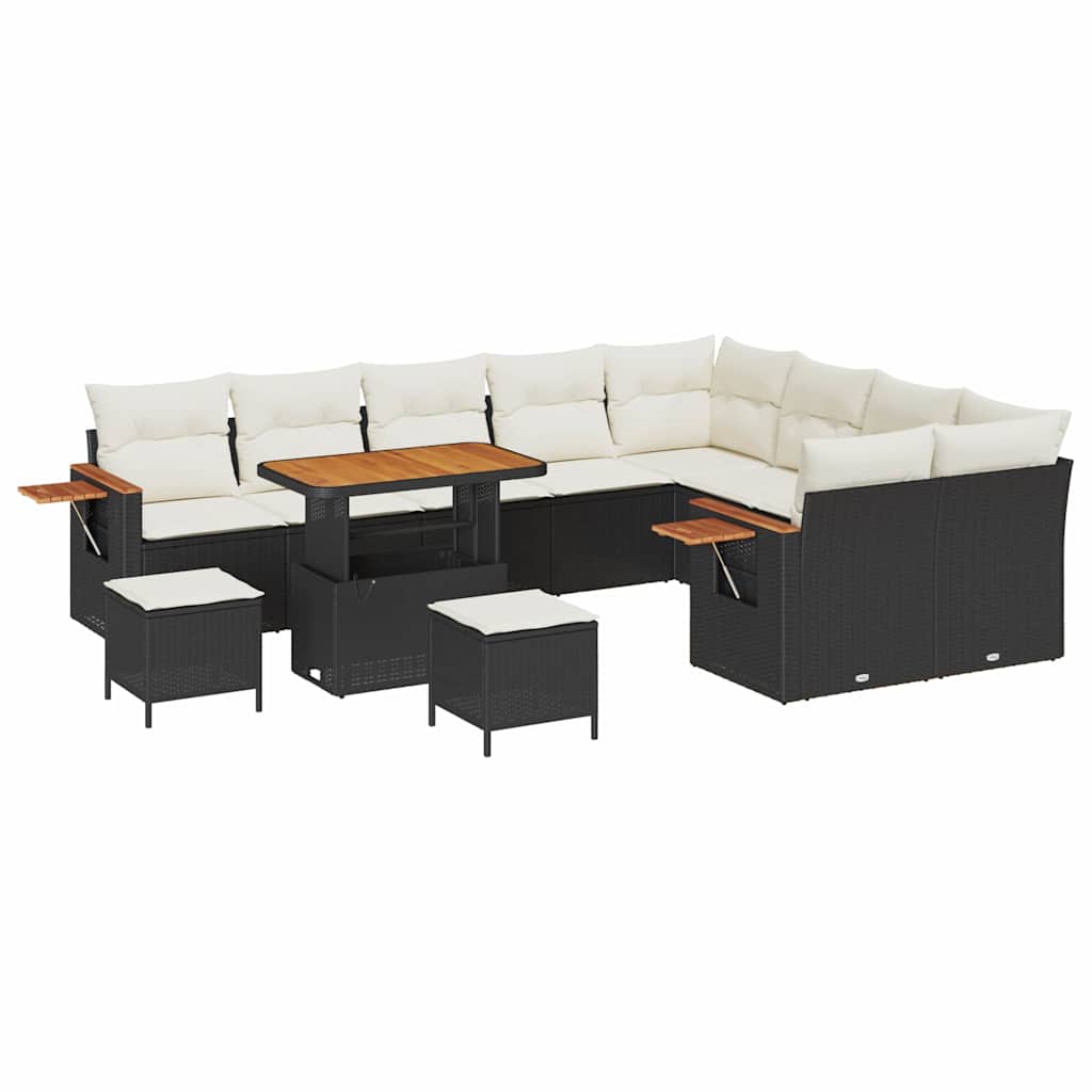 Tuinbankenset met kussen 12 pcs Zwart en Crème is nu te koop bij PeponiXL, paradijselijk wonen!
