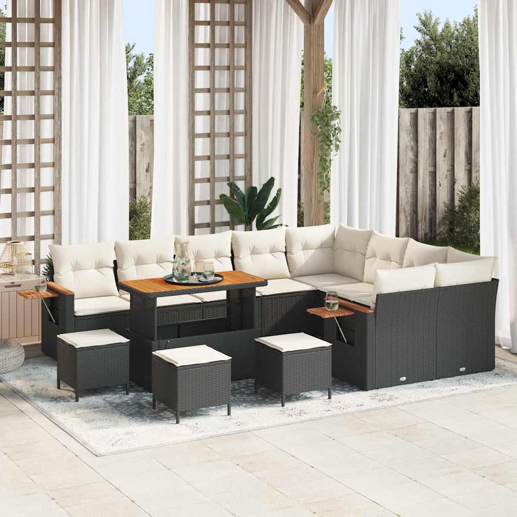 Tuinbankenset met kussen 13 pcs Zwart en Crème is nu te koop bij PeponiXL, paradijselijk wonen!