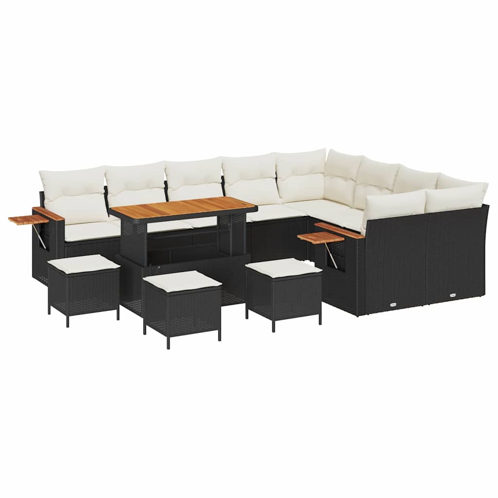 Tuinbankenset met kussen 13 pcs Zwart en Crème is nu te koop bij PeponiXL, paradijselijk wonen!