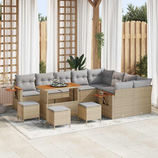Tuinbankenset met kussen 13 pcs Beige en Licht Grijs is nu te koop bij PeponiXL, paradijselijk wonen!
