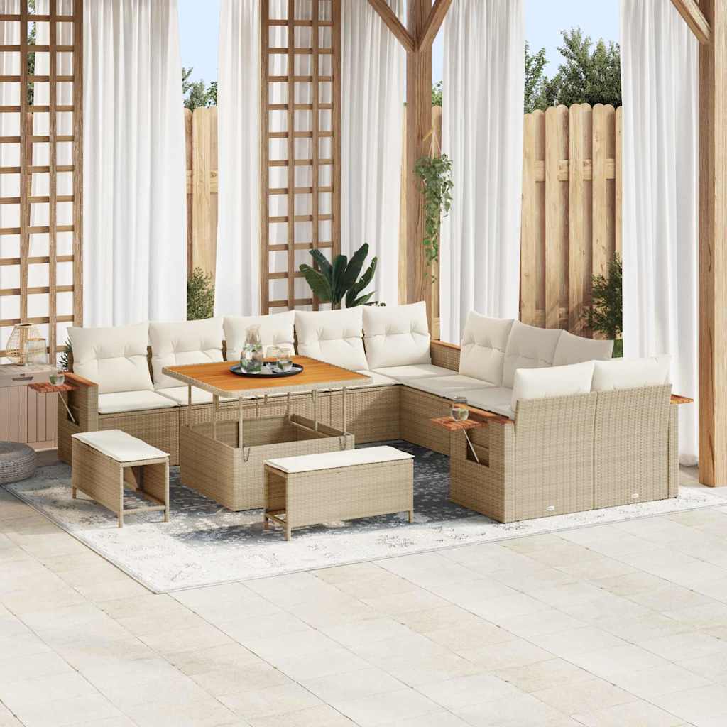 Tuinbankenset met kussen 13 pcs Beige en Crème is nu te koop bij PeponiXL, paradijselijk wonen!