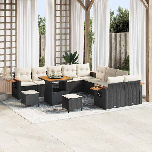 Tuinbankenset met kussen 13 pcs Zwart en Crème is nu te koop bij PeponiXL, paradijselijk wonen!