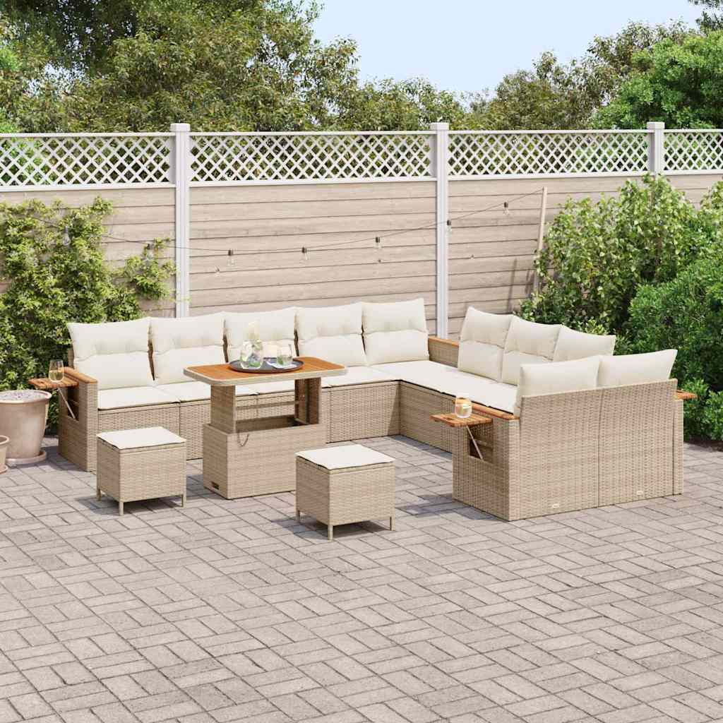 Tuinbankenset met kussen 13 pcs Beige en Crème is nu te koop bij PeponiXL, paradijselijk wonen!