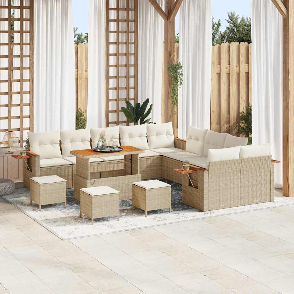 Tuinbankenset met kussen 14 pcs Beige en Crème is nu te koop bij PeponiXL, paradijselijk wonen!