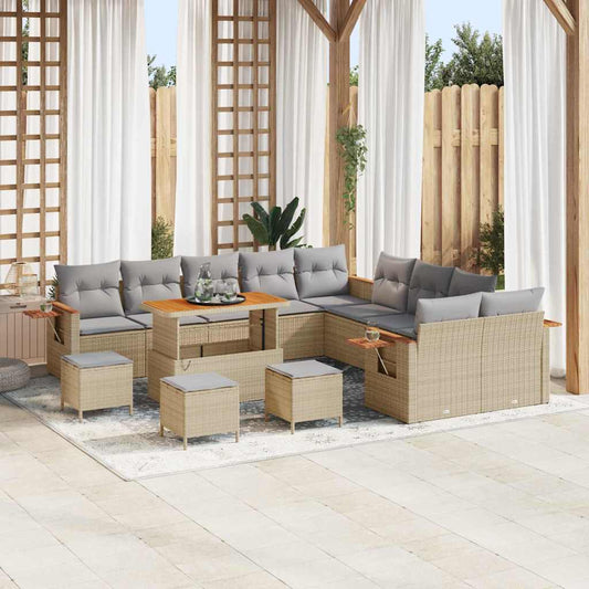 Tuinbankenset met kussen 14 pcs Beige en Licht Grijs is nu te koop bij PeponiXL, paradijselijk wonen!