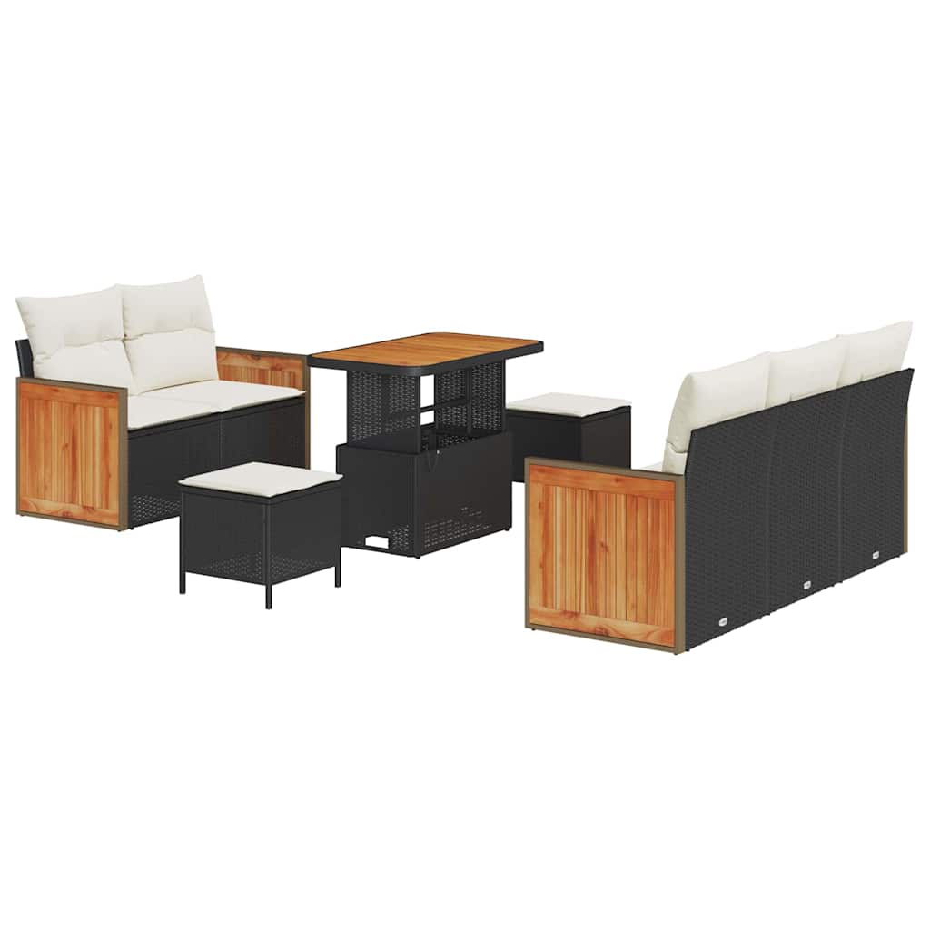 Tuinbankenset met kussen 8 pcs Zwart en Crème is nu te koop bij PeponiXL, paradijselijk wonen!