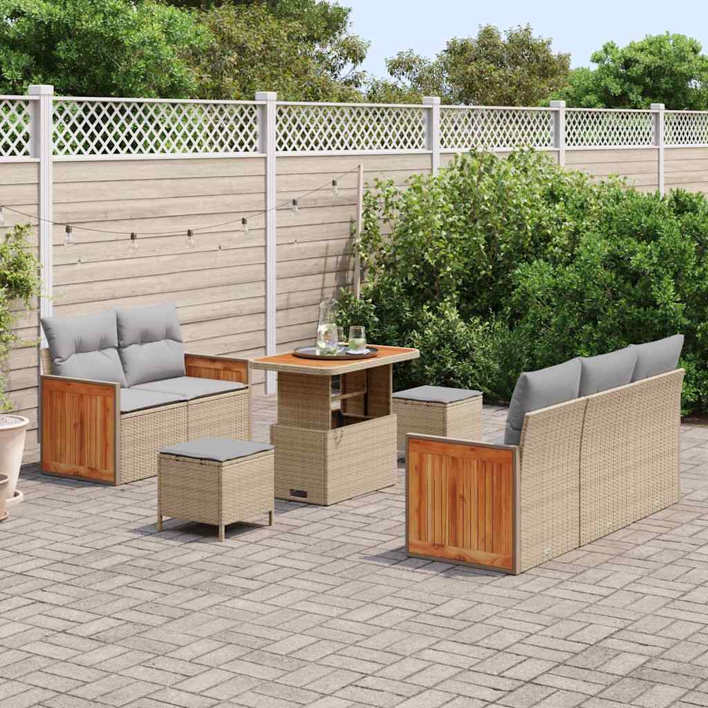 Tuinbankenset met kussen 8 pcs Beige en Licht Grijs is nu te koop bij PeponiXL, paradijselijk wonen!