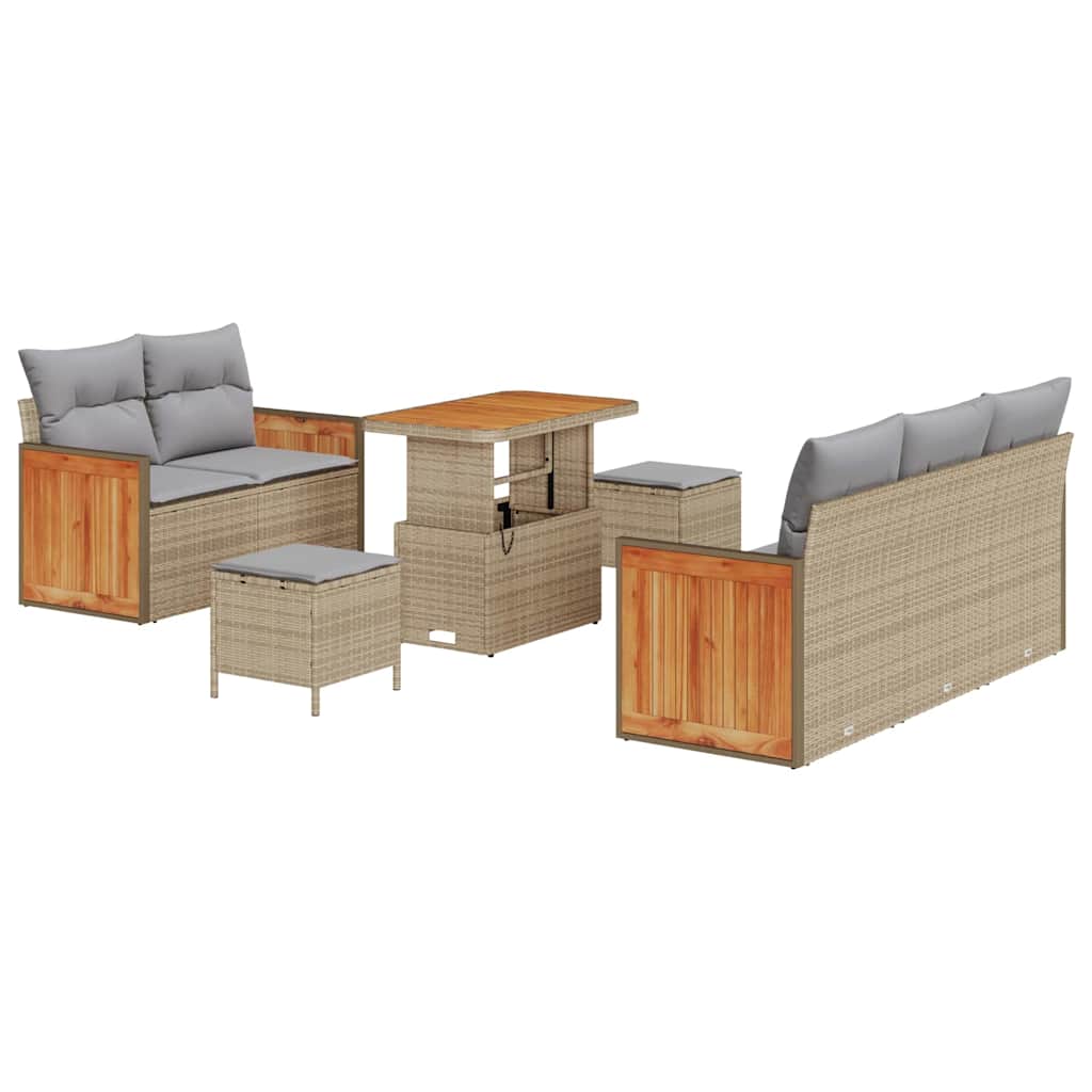 Tuinbankenset met kussen 8 pcs Beige en Licht Grijs is nu te koop bij PeponiXL, paradijselijk wonen!