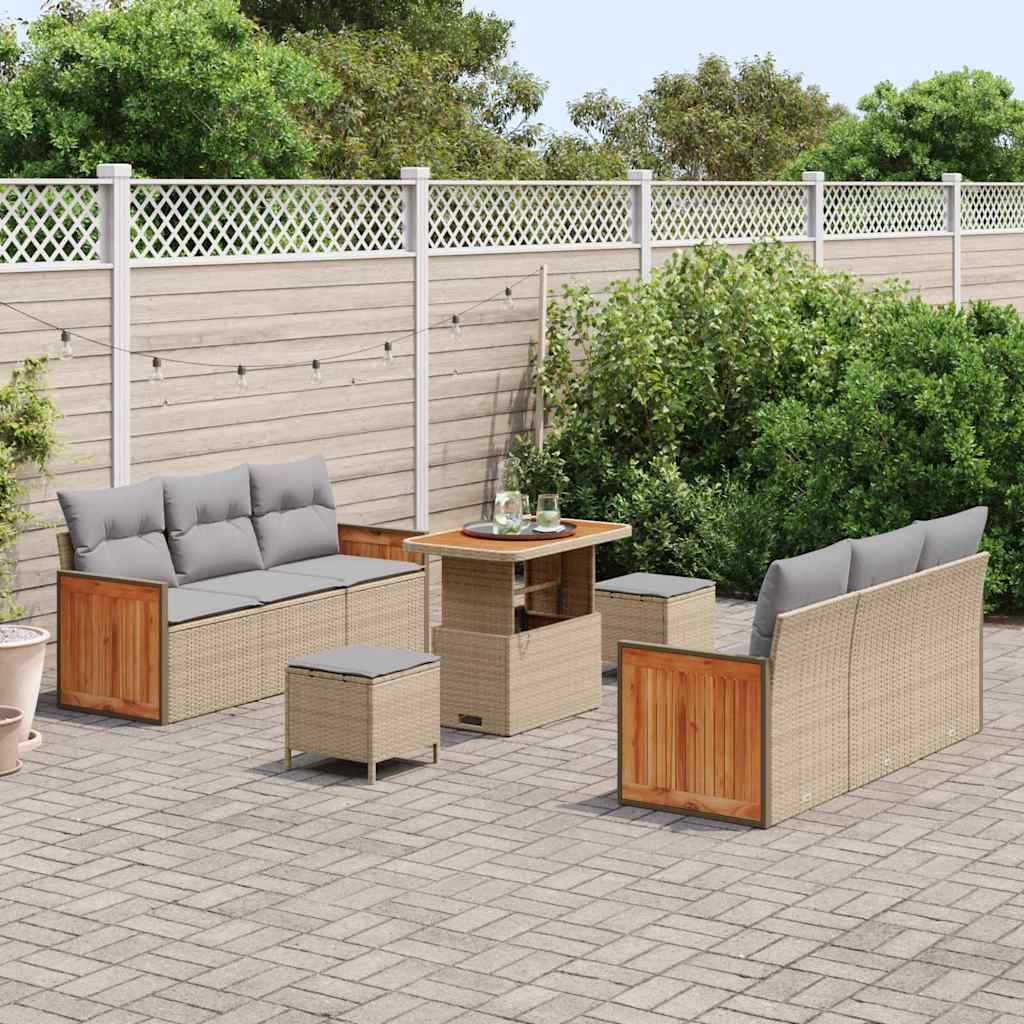 Tuinbankenset met kussen 9 pcs Beige en Licht Grijs is nu te koop bij PeponiXL, paradijselijk wonen!