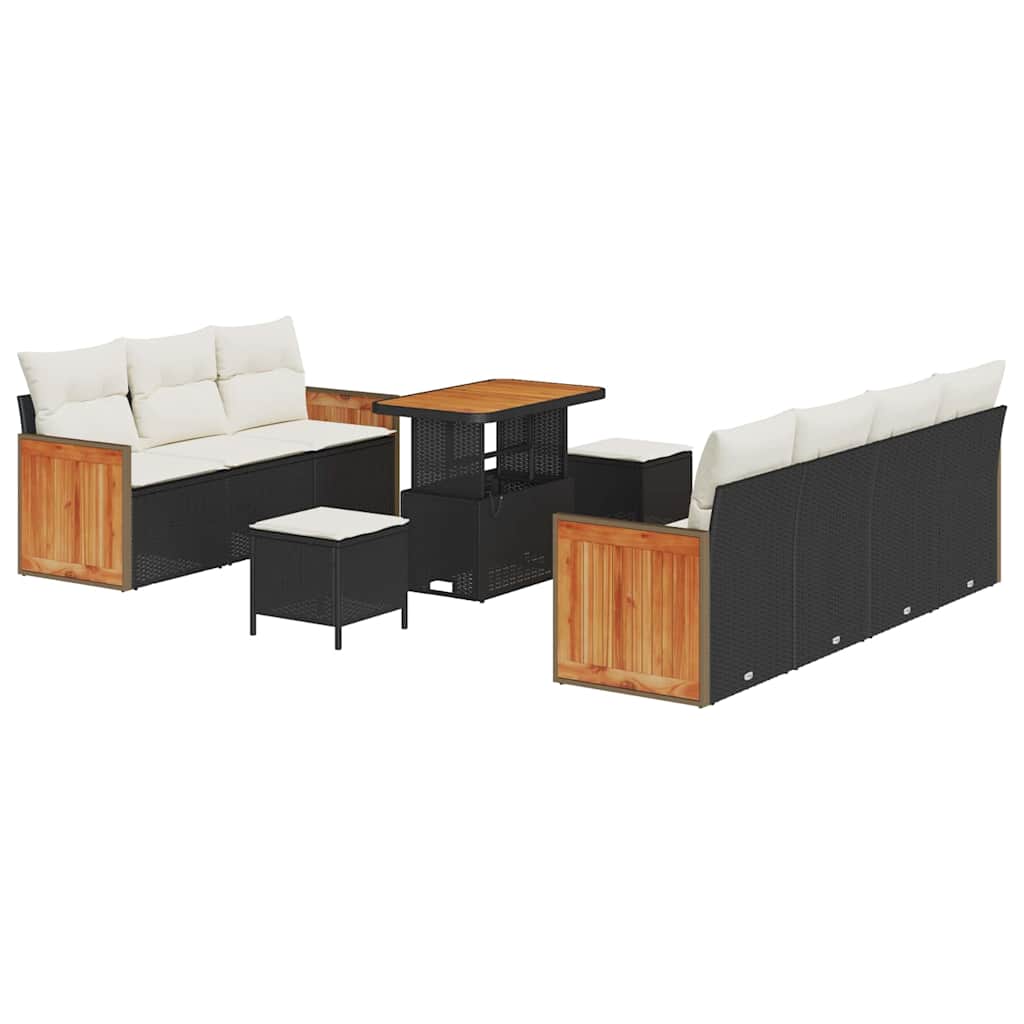 Tuinbankenset met kussen 10 pcs Zwart en Crème is nu te koop bij PeponiXL, paradijselijk wonen!