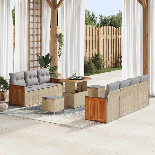 Tuinbankenset met kussen 10 pcs Beige en Licht Grijs is nu te koop bij PeponiXL, paradijselijk wonen!
