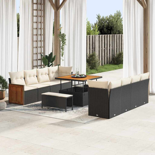 Tuinbankenset met kussen 11 pcs Zwart en Crème is nu te koop bij PeponiXL, paradijselijk wonen!
