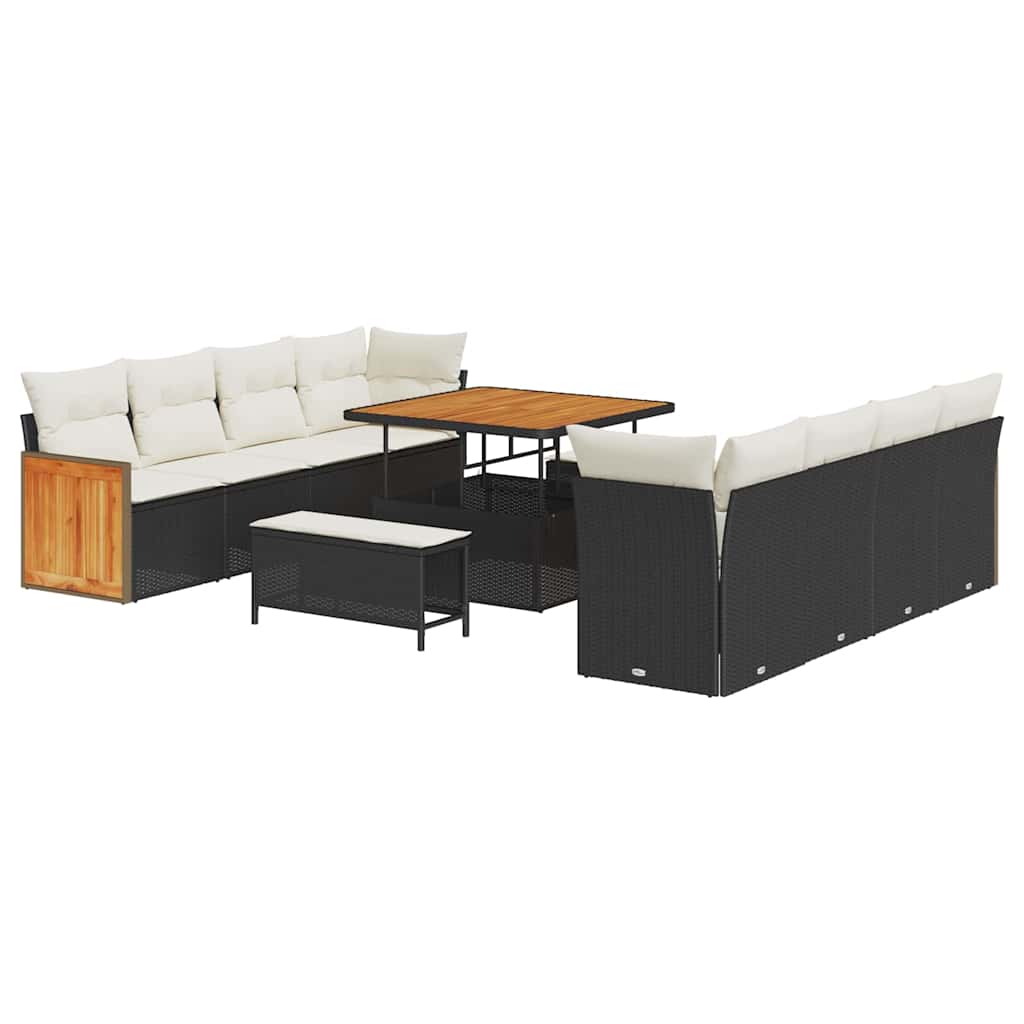 Tuinbankenset met kussen 11 pcs Zwart en Crème is nu te koop bij PeponiXL, paradijselijk wonen!