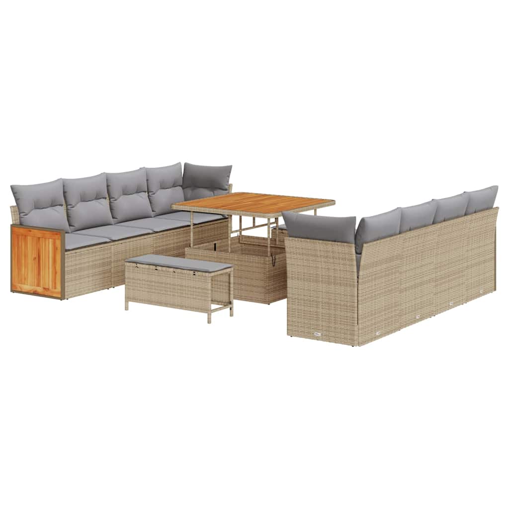 Tuinbankenset met kussen 11 pcs Beige en Licht Grijs is nu te koop bij PeponiXL, paradijselijk wonen!