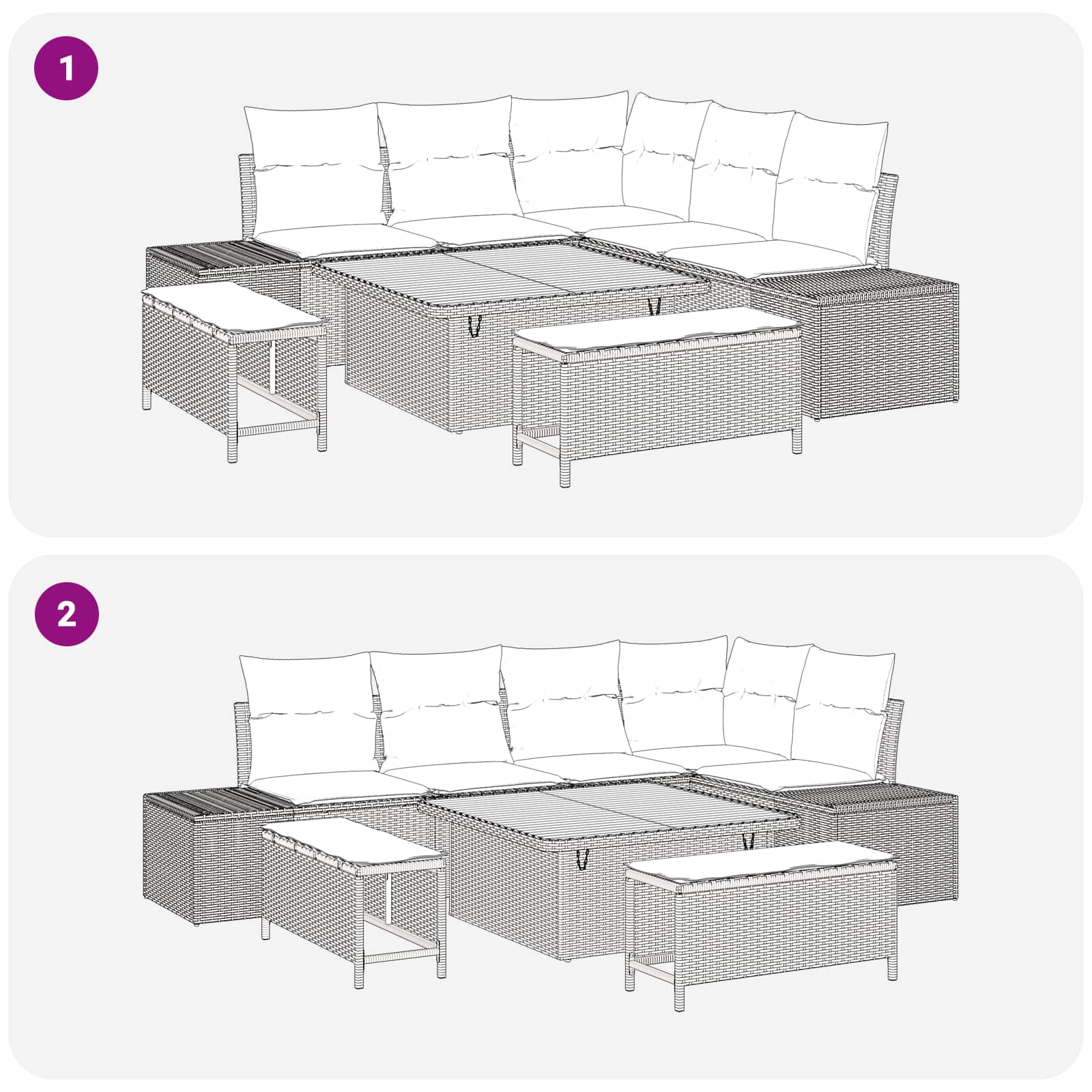 Tuinbankenset met kussen 8 pcs Zwart en Crème is nu te koop bij PeponiXL, paradijselijk wonen!