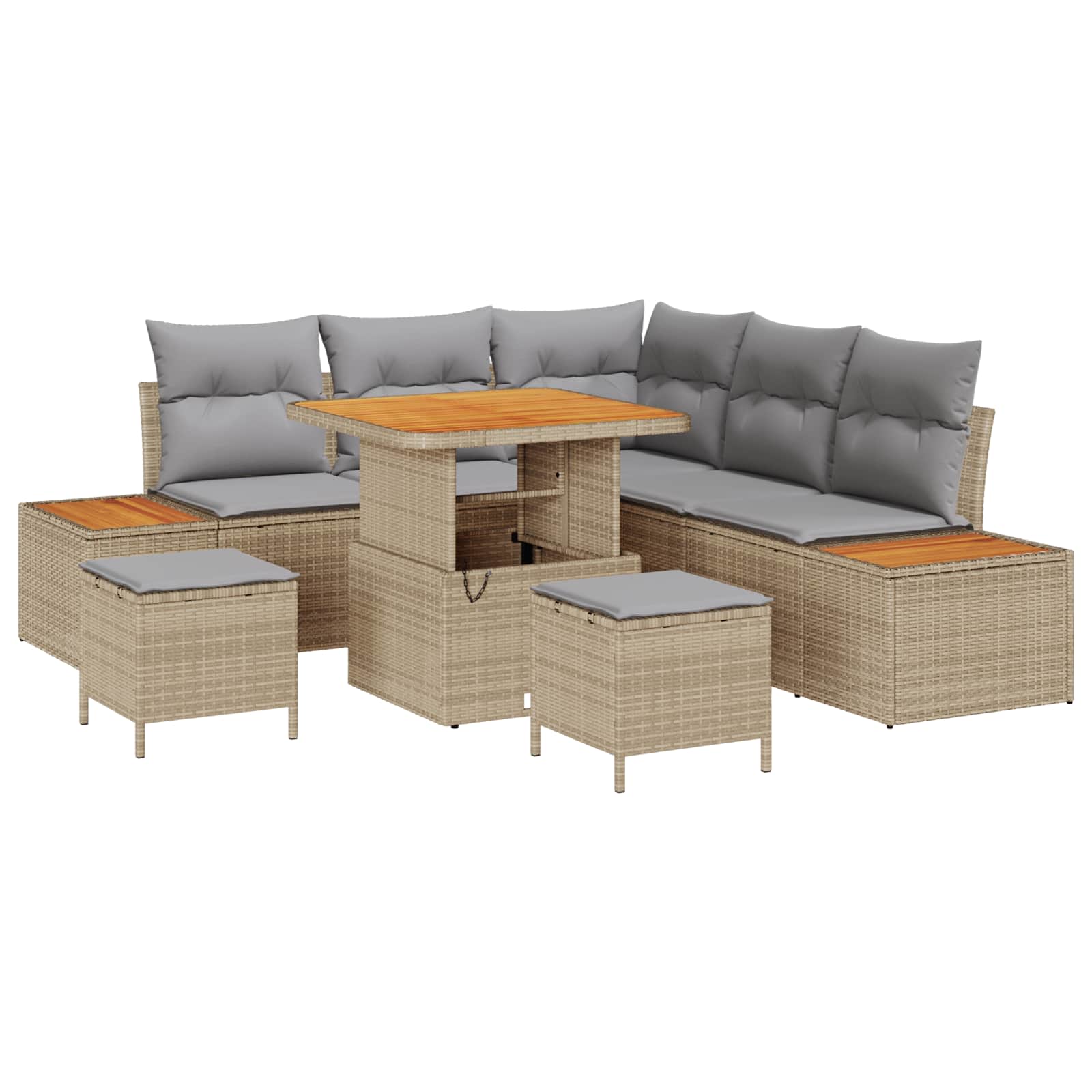 Tuinbankenset met kussen 8 pcs Beige en Licht Grijs is nu te koop bij PeponiXL, paradijselijk wonen!