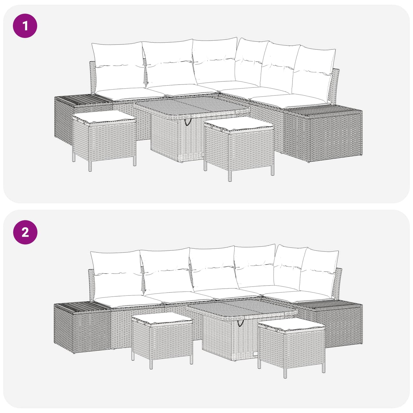 Tuinbankenset met kussen 8 pcs Beige en Licht Grijs is nu te koop bij PeponiXL, paradijselijk wonen!
