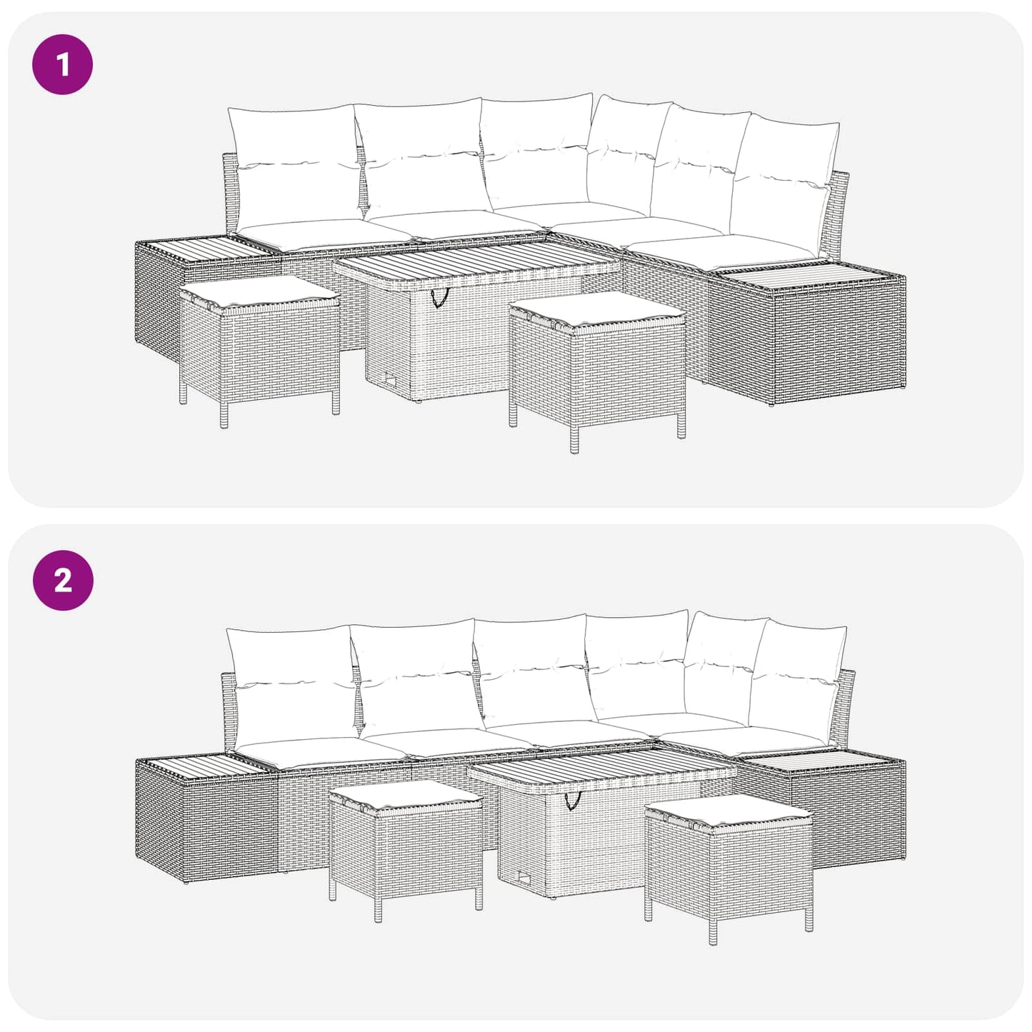 Tuinbankenset met kussen 8 pcs Zwart en Crème is nu te koop bij PeponiXL, paradijselijk wonen!