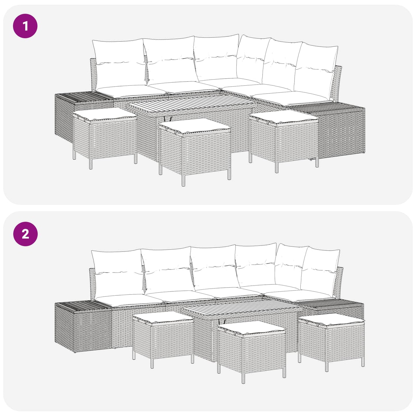 Tuinbankenset met kussen 9 pcs Zwart en Crème is nu te koop bij PeponiXL, paradijselijk wonen!