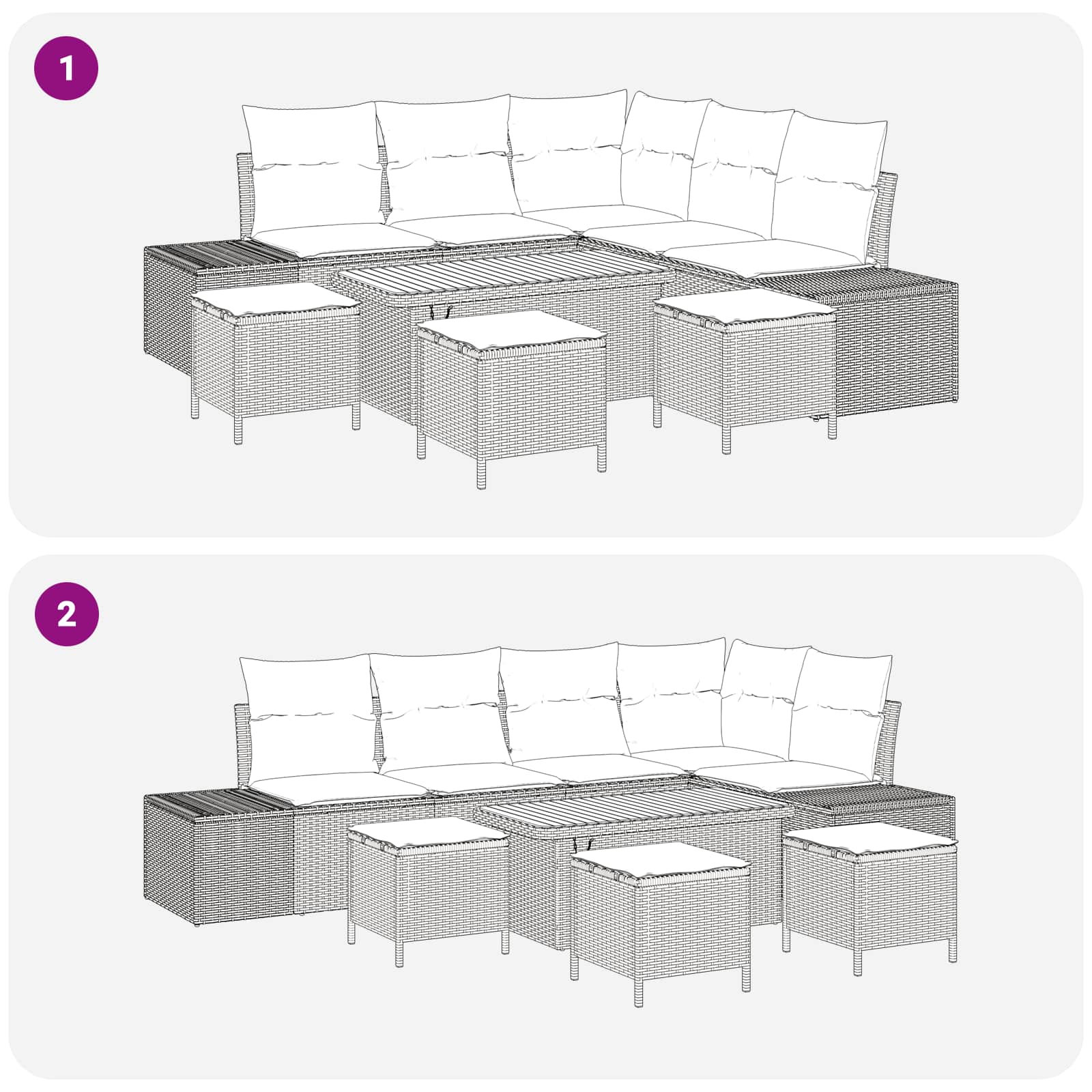 Tuinbankenset met kussen 9 pcs Zwart en Crème is nu te koop bij PeponiXL, paradijselijk wonen!