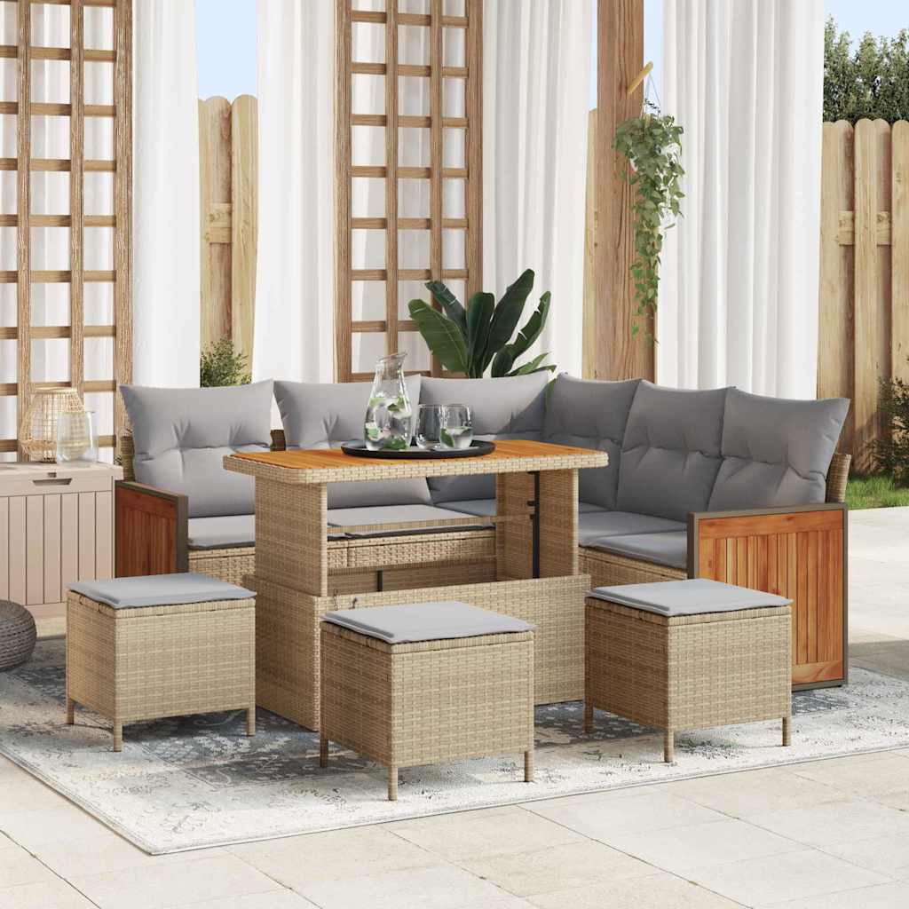 Tuinbankenset met kussen 9 pcs Beige en Licht Grijs is nu te koop bij PeponiXL, paradijselijk wonen!