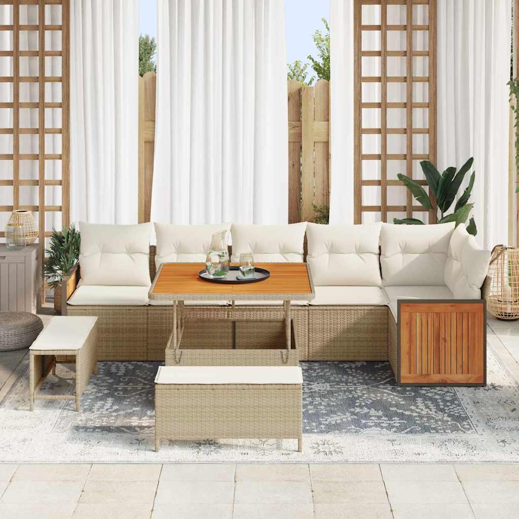 Tuinbankenset met kussen 9 pcs Beige en Crème is nu te koop bij PeponiXL, paradijselijk wonen!
