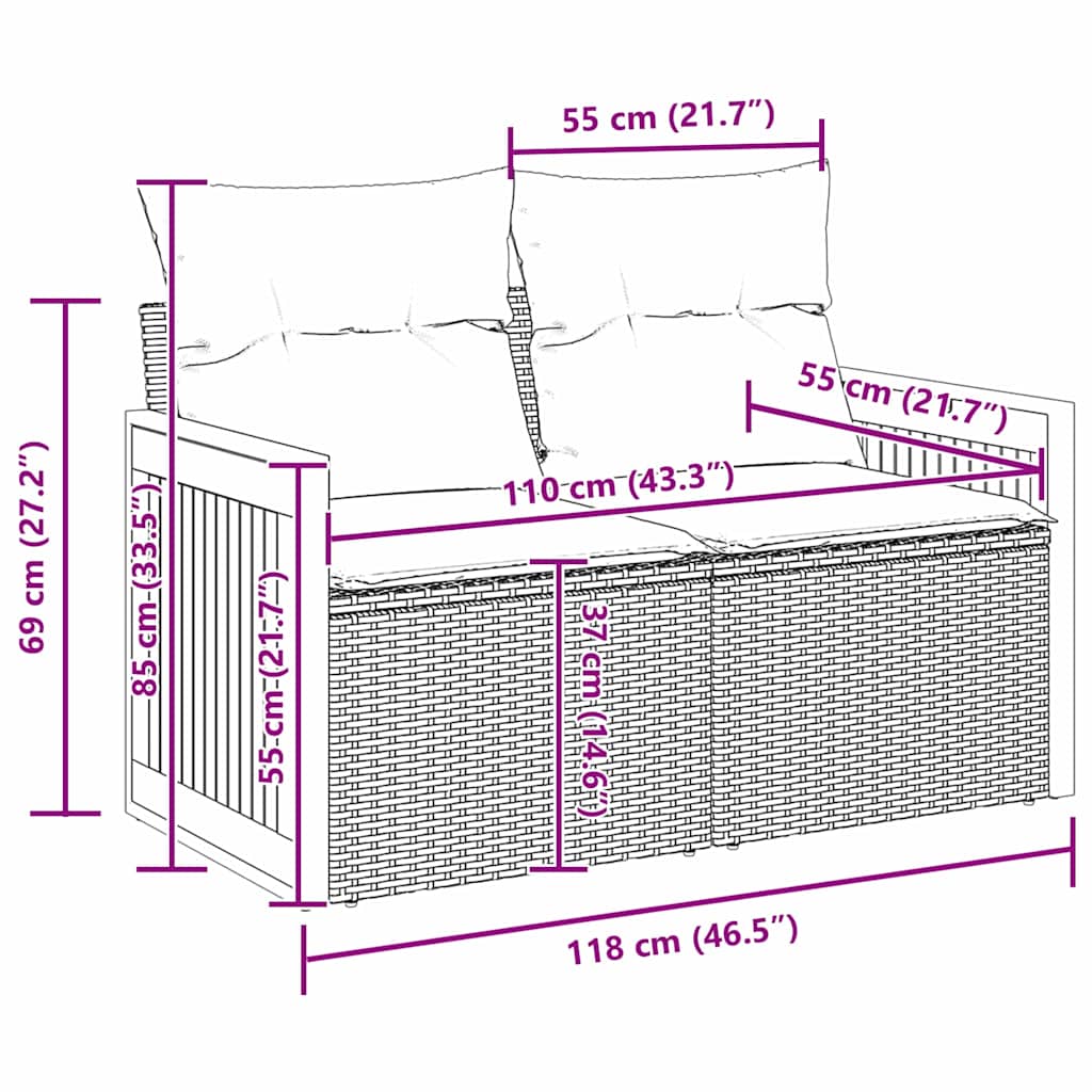 Tuinbankenset met kussen 9 pcs Beige en Crème is nu te koop bij PeponiXL, paradijselijk wonen!