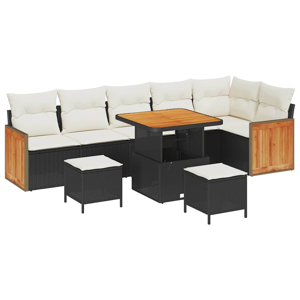 Tuinbankenset met kussen 9 pcs Zwart en Crème is nu te koop bij PeponiXL, paradijselijk wonen!