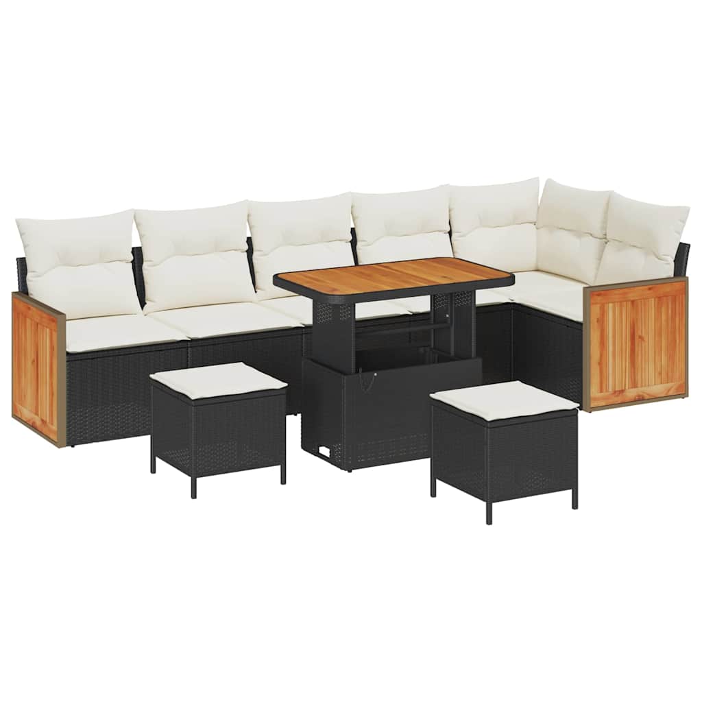 Tuinbankenset met kussen 9 pcs Zwart en Crème is nu te koop bij PeponiXL, paradijselijk wonen!