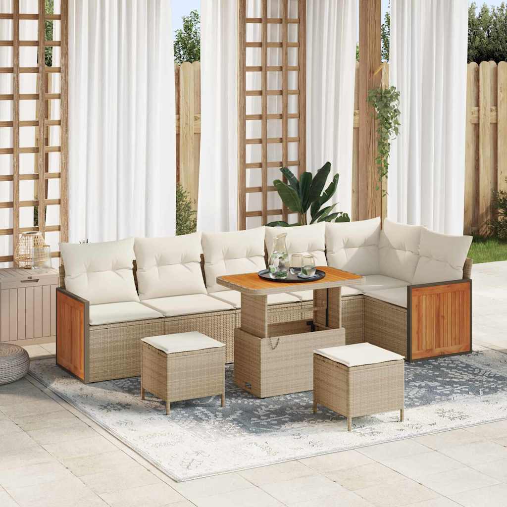 Tuinbankenset met kussen 9 pcs Beige en Crème is nu te koop bij PeponiXL, paradijselijk wonen!