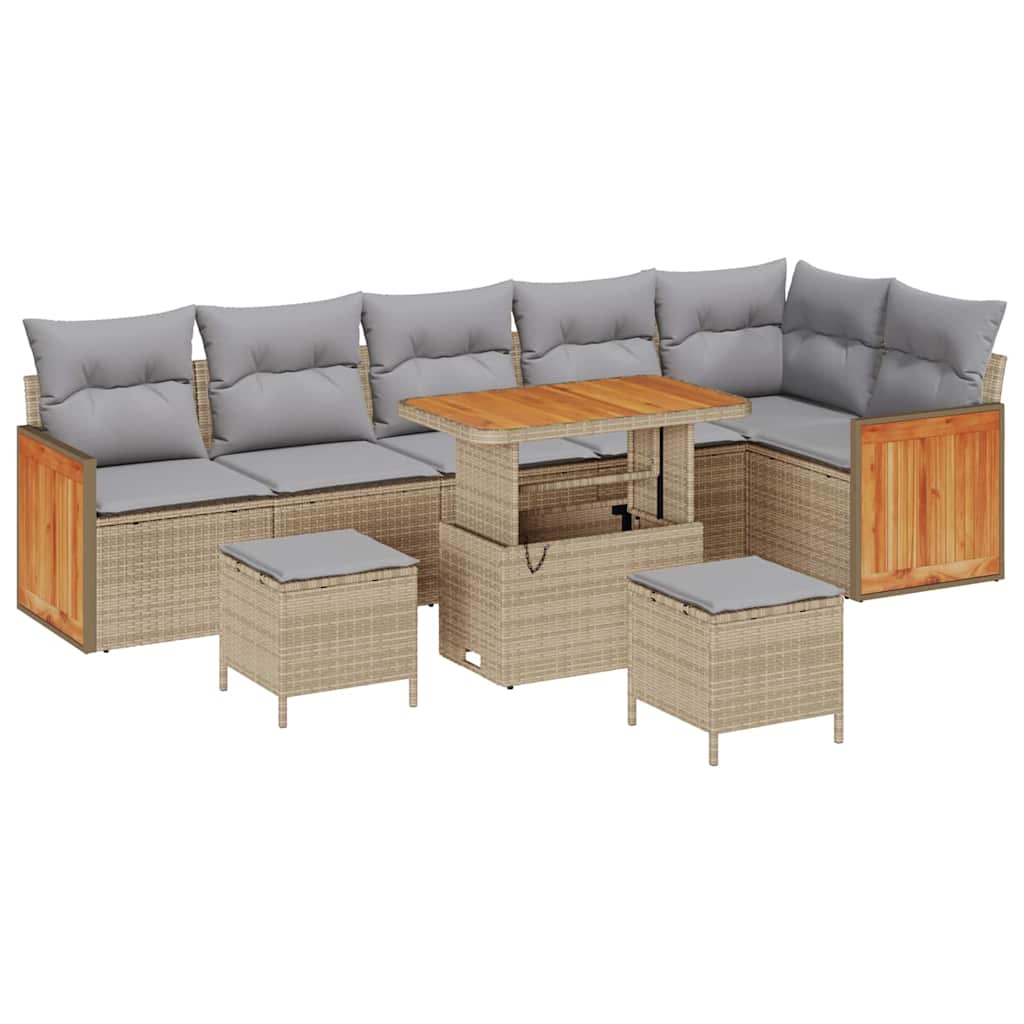 Tuinbankenset met kussen 9 pcs Beige en Licht Grijs is nu te koop bij PeponiXL, paradijselijk wonen!