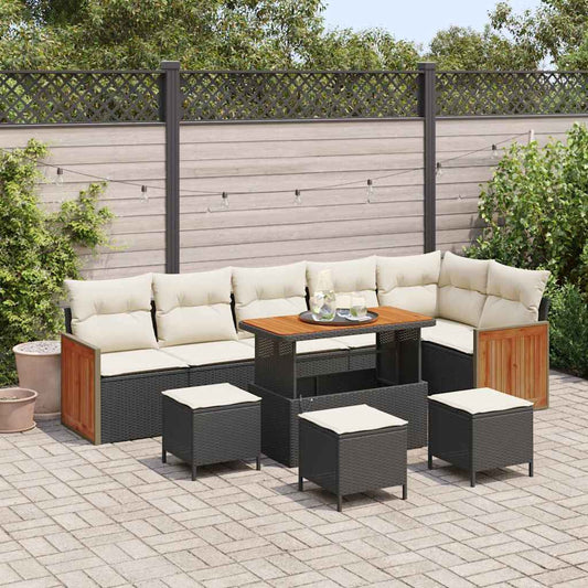 Tuinbankenset met kussen 10 pcs Zwart en Crème is nu te koop bij PeponiXL, paradijselijk wonen!