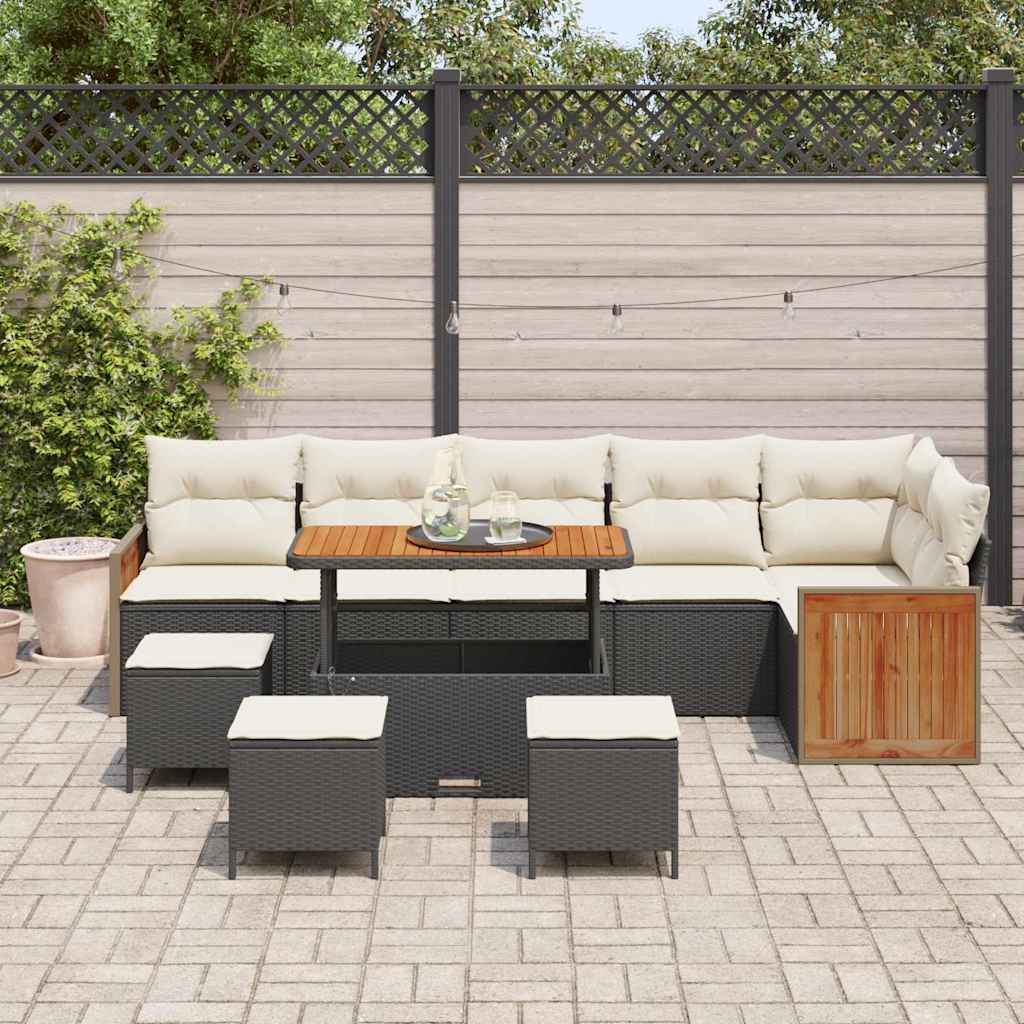 Tuinbankenset met kussen 10 pcs Zwart en Crème is nu te koop bij PeponiXL, paradijselijk wonen!
