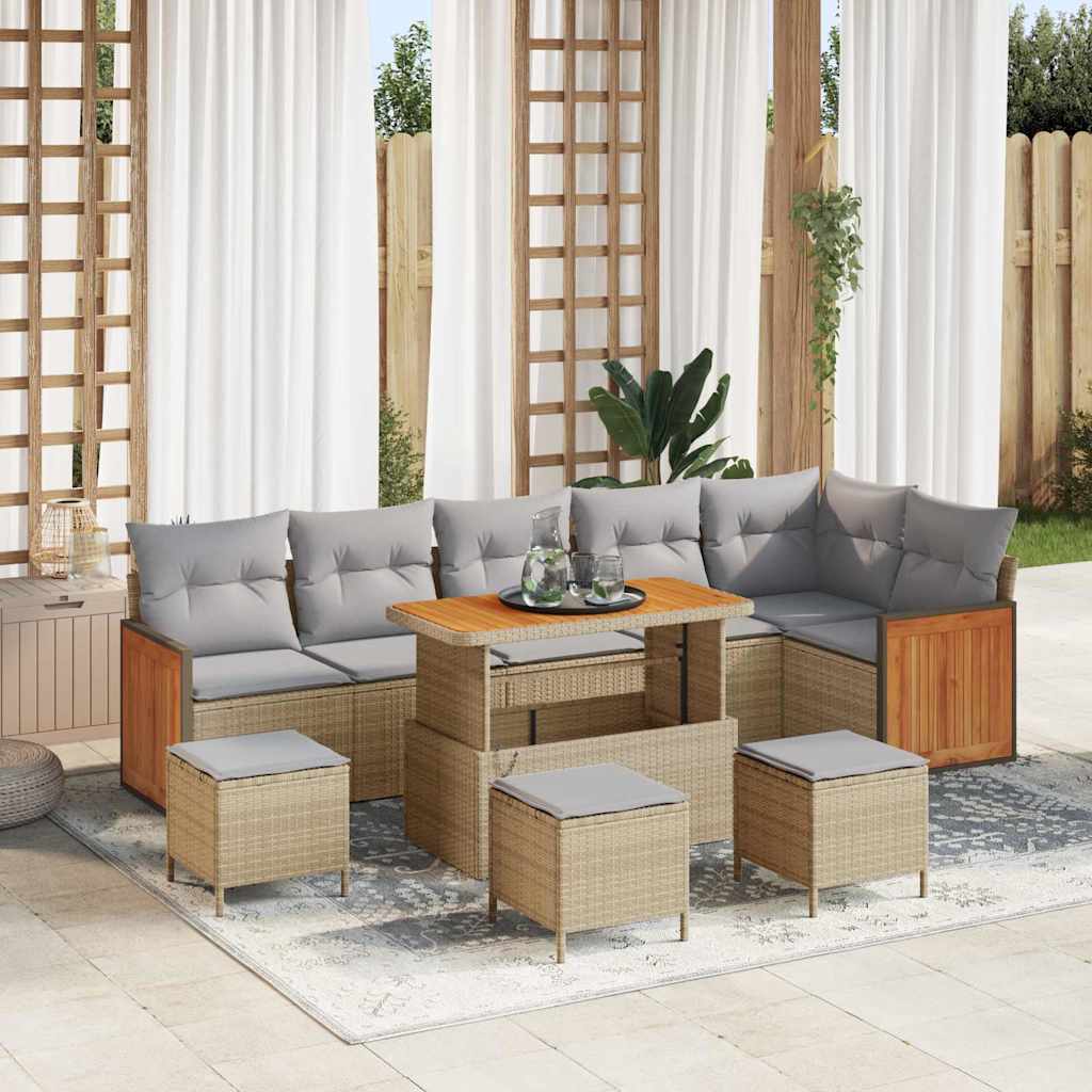 Tuinbankenset met kussen 10 pcs Beige en Licht Grijs is nu te koop bij PeponiXL, paradijselijk wonen!